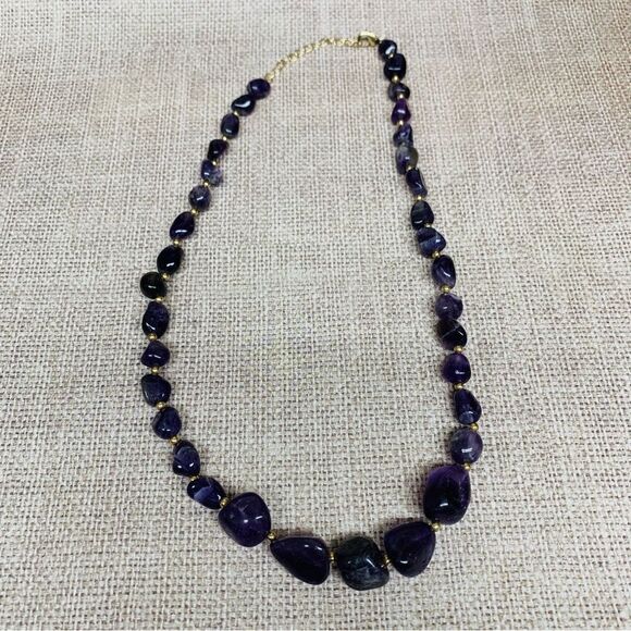 Amethyst and Gold Bead Necklace - Picture 1 of 2